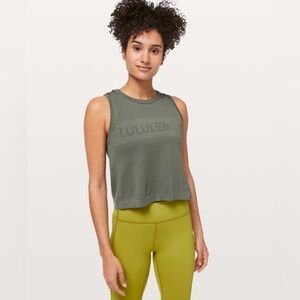 Lululemon Size 10 Breeze By Muscle Crop Tank *Lululemon Grey Sage Swiftly